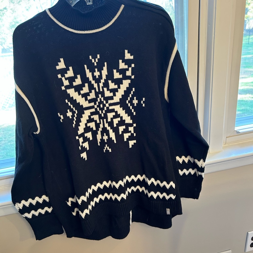 Talbots Black and White Snowflake Sweater